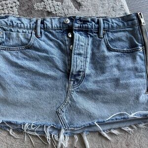 Alexander Wang Denim Mini Skirt with Frayed Hem